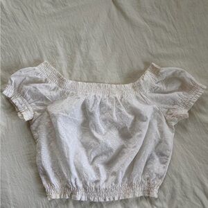 H&M Cream Eyelet Off-Shoulder Blouse